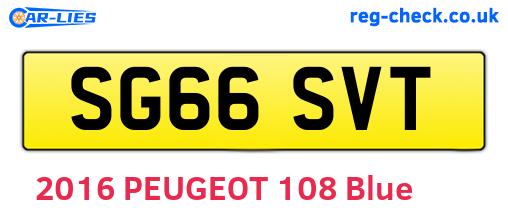 SG66SVT are the vehicle registration plates.