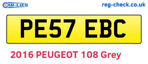 PE57EBC are the vehicle registration plates.