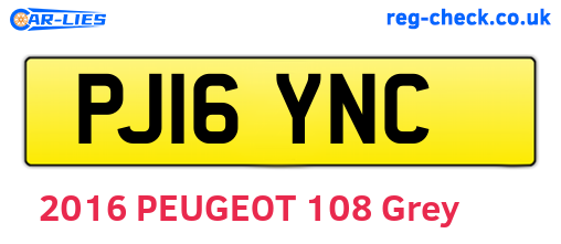 PJ16YNC are the vehicle registration plates.