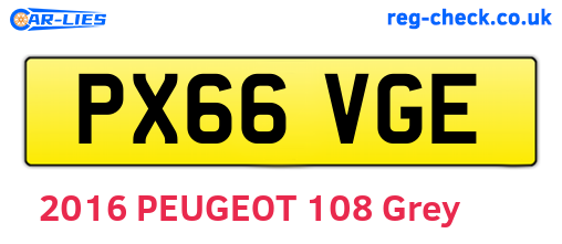 PX66VGE are the vehicle registration plates.