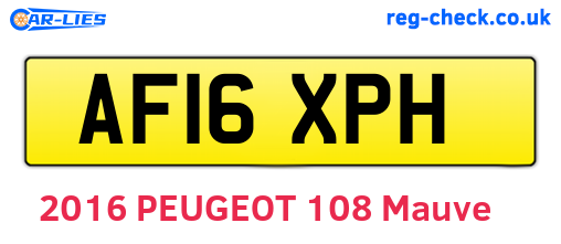 AF16XPH are the vehicle registration plates.