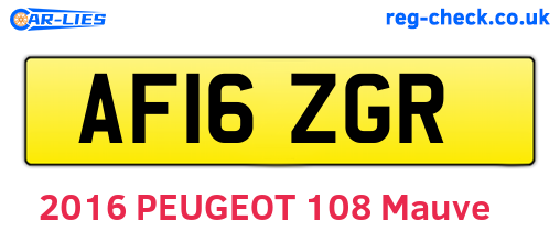 AF16ZGR are the vehicle registration plates.