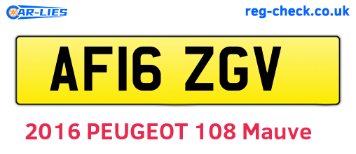 AF16ZGV are the vehicle registration plates.