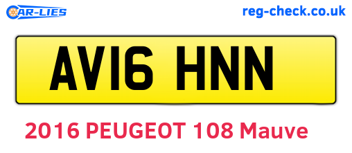 AV16HNN are the vehicle registration plates.