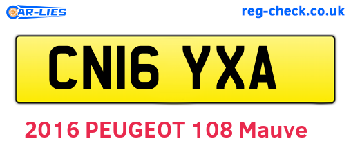CN16YXA are the vehicle registration plates.