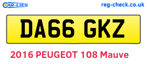 DA66GKZ are the vehicle registration plates.