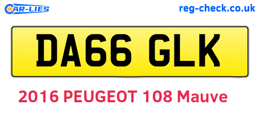 DA66GLK are the vehicle registration plates.