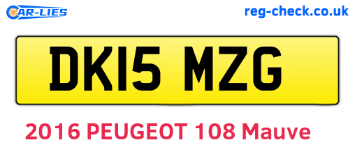 DK15MZG are the vehicle registration plates.