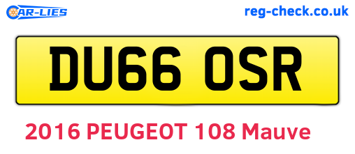 DU66OSR are the vehicle registration plates.