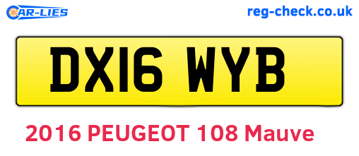 DX16WYB are the vehicle registration plates.