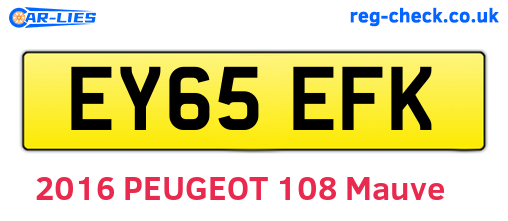 EY65EFK are the vehicle registration plates.