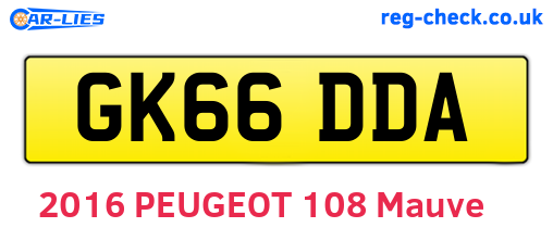 GK66DDA are the vehicle registration plates.