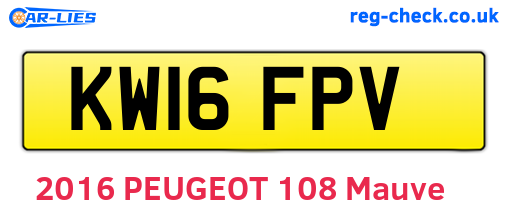 KW16FPV are the vehicle registration plates.