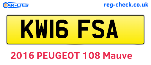 KW16FSA are the vehicle registration plates.