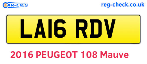 LA16RDV are the vehicle registration plates.