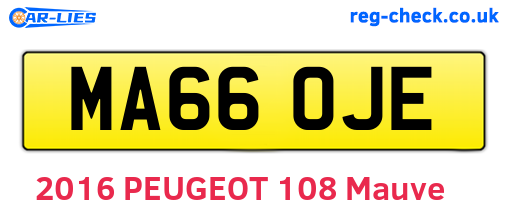 MA66OJE are the vehicle registration plates.