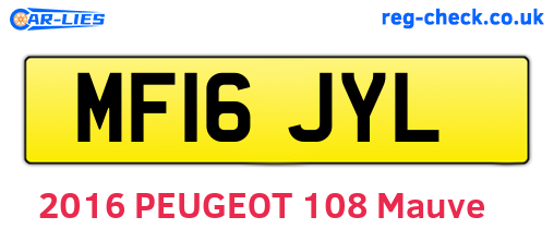 MF16JYL are the vehicle registration plates.