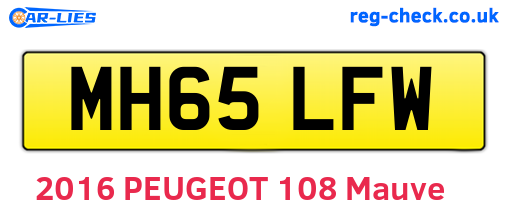 MH65LFW are the vehicle registration plates.