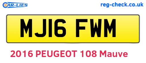 MJ16FWM are the vehicle registration plates.