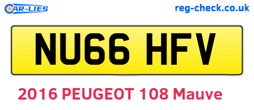 NU66HFV are the vehicle registration plates.