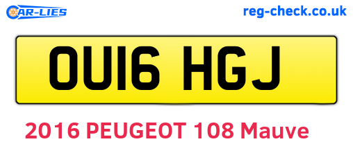 OU16HGJ are the vehicle registration plates.