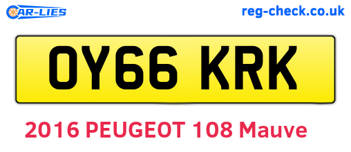 OY66KRK are the vehicle registration plates.