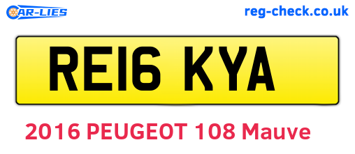 RE16KYA are the vehicle registration plates.