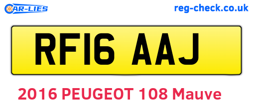 RF16AAJ are the vehicle registration plates.