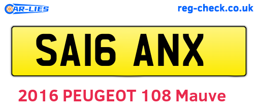 SA16ANX are the vehicle registration plates.