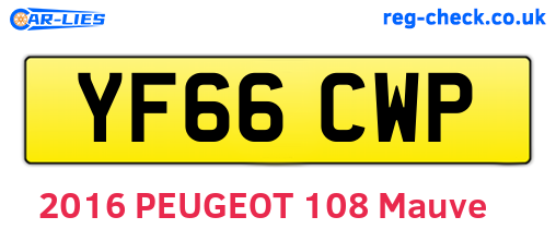 YF66CWP are the vehicle registration plates.