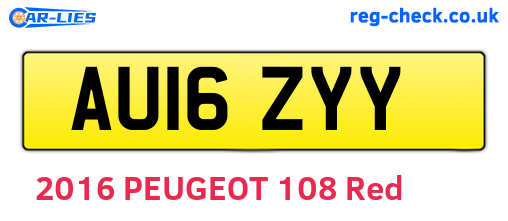 AU16ZYY are the vehicle registration plates.