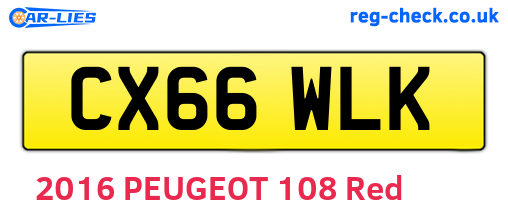 CX66WLK are the vehicle registration plates.