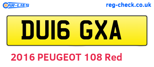 DU16GXA are the vehicle registration plates.