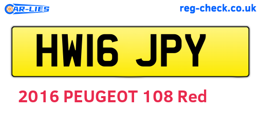 HW16JPY are the vehicle registration plates.