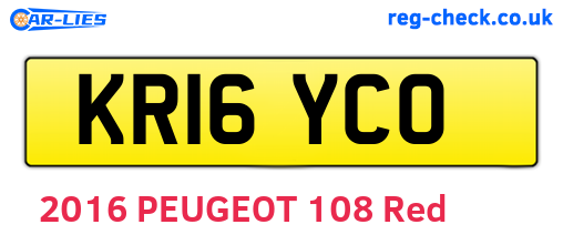 KR16YCO are the vehicle registration plates.