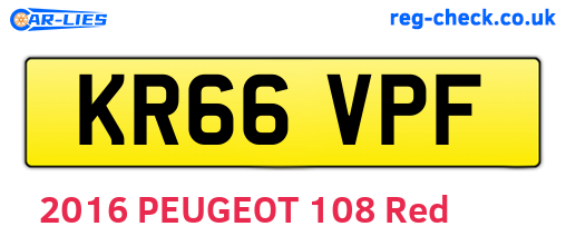 KR66VPF are the vehicle registration plates.