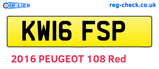 KW16FSP are the vehicle registration plates.