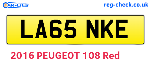 LA65NKE are the vehicle registration plates.