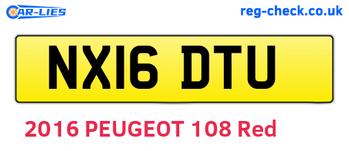 NX16DTU are the vehicle registration plates.