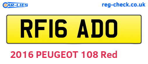 RF16ADO are the vehicle registration plates.