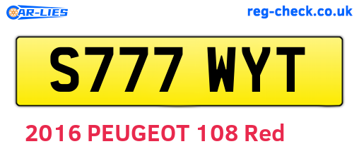 S777WYT are the vehicle registration plates.