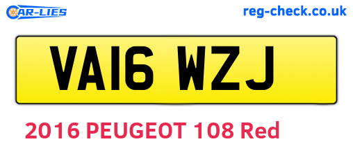 VA16WZJ are the vehicle registration plates.