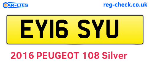 EY16SYU are the vehicle registration plates.