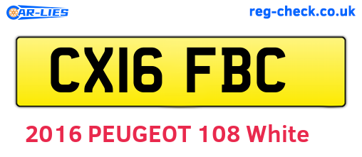 CX16FBC are the vehicle registration plates.