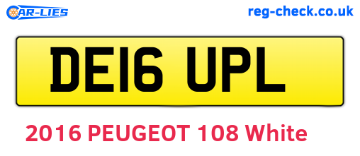DE16UPL are the vehicle registration plates.