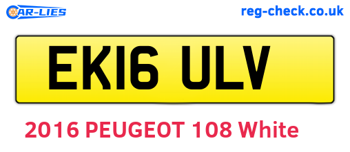 EK16ULV are the vehicle registration plates.
