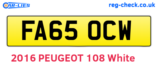 FA65OCW are the vehicle registration plates.