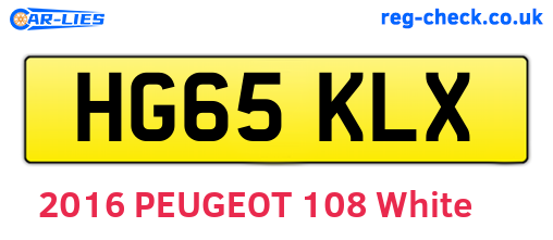 HG65KLX are the vehicle registration plates.