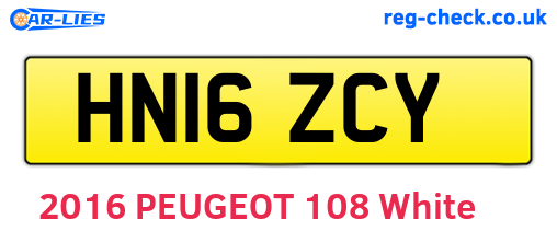 HN16ZCY are the vehicle registration plates.