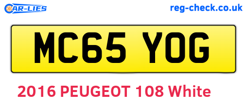 MC65YOG are the vehicle registration plates.